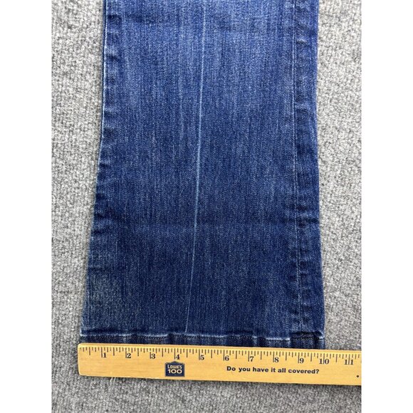 7 For All Mankind Giselle Jeans Womens 29 Blue Low Rise Flare 32x32 Made USA - Picture 6 of 9